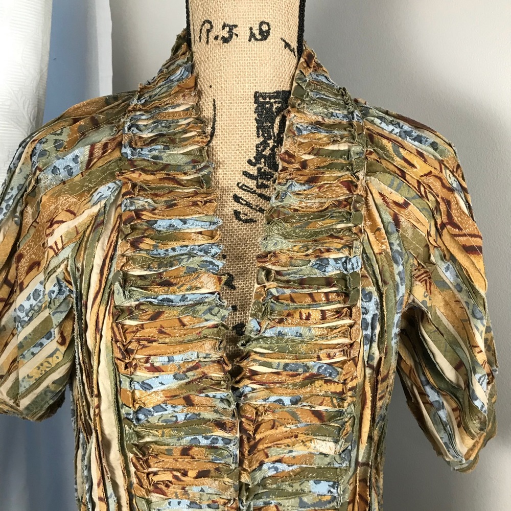 Chicos Blazer Hook & Loop Closures Multi Color - image 2